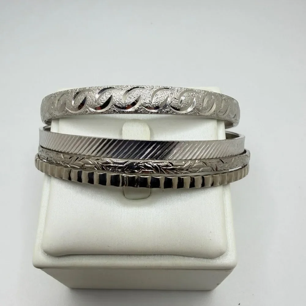 Vintage Monet‎ Silver tone Bangle Bracelet BUNDLE!